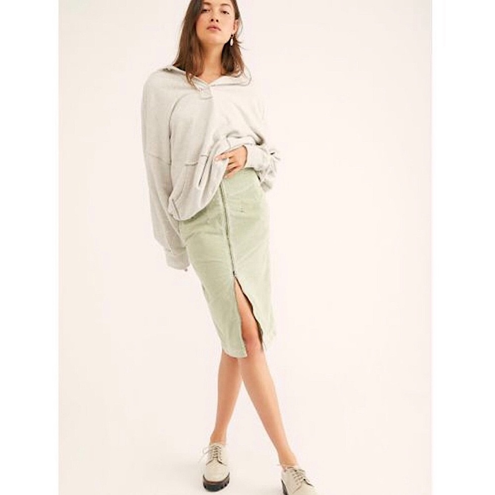 Free People I Want It All Corduroy Midi Pencil Skirt